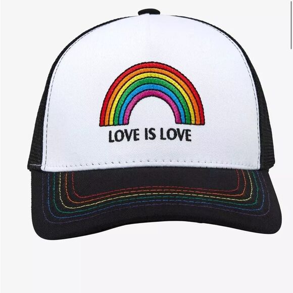 Love Is Love Rainbow Stitch Trucker Hat - Picture 1 of 4